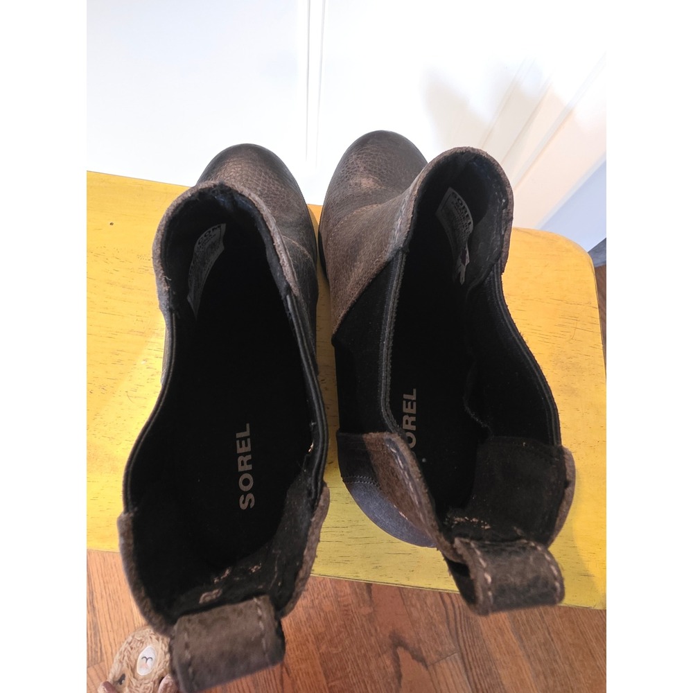 Sorel Joan of Arctic Wedge II Chelsea Boots Quarry Grey Leather NL3346-052 6 - Picture 4 of 6